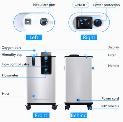 Портативная машинка концентратора кислорода сигнала тревоги 5lmp очищенности 96% медицинская с Nebulizer